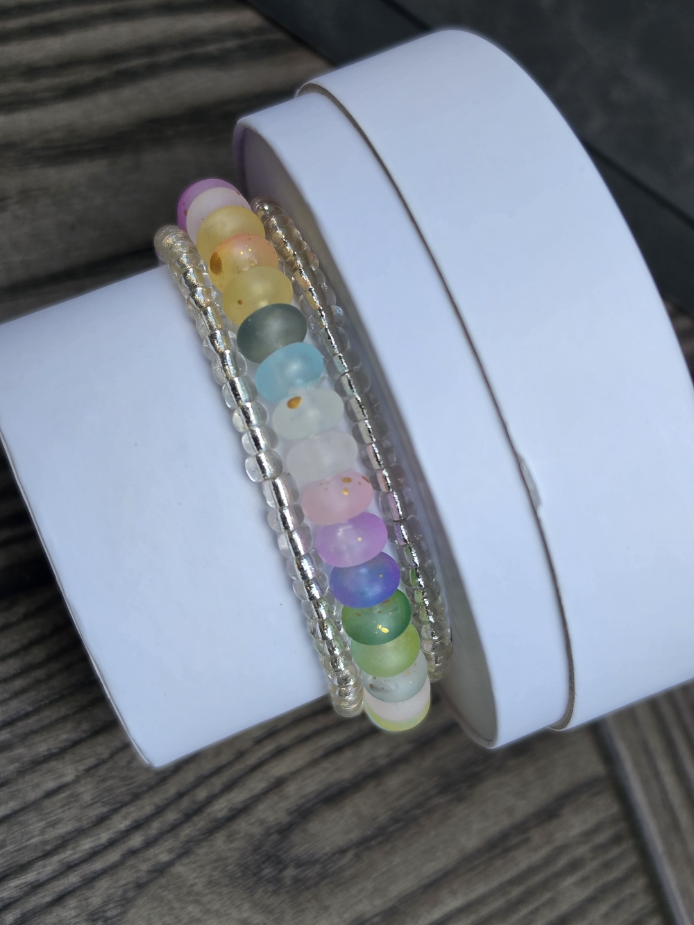 Colorful Pastel Beaded Stretch Bracelet Set - Women Jewelry